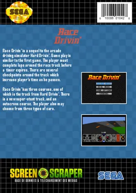 Race Drivin' (USA) box cover back